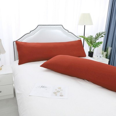 2 Pcs 20"x54" 1800 Series Soft Brushed Microfiber Pillow Cover Orange - PiccoCasa