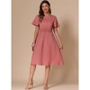 INSPIRE CHIC Women's Short Sleeve Elastic Waist Round Neck Pleated A-Line Casual Midi Dress - image 4 of 4