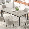 homfan Dining Table, Wooden Long Dinner Table with Mortise Tenon Design, Kitchen Table with Sturdy Metal Legs for Dining Room Home Office Living Room - 4 of 4