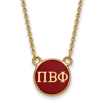 Black Bow Jewelry 14k Yellow Gold Plated Sterling Silver Pi Beta Phi Greek Life Necklace 18 Inch