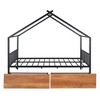 CAVINAS Full-Size Bed Frame with Storage, Full Size Bed Frame Kids, House-Shaped Metal Platform with Twin Size Trundle, Black - 4 of 4