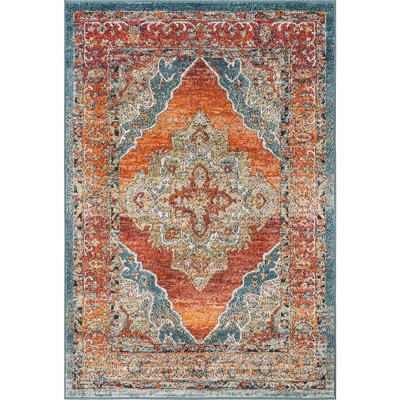Isabella 4' x 6' Rust Red Floral Synthetic Area Rug