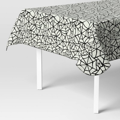 84"x60" Peva Web Tablecloth Off-White/Black - Hyde and EEK! Boutique™