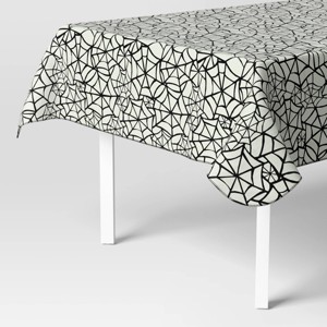 84"x60" Peva Web Tablecloth Off-White/Black - Hyde and EEK! Boutique™ - 1 of 3