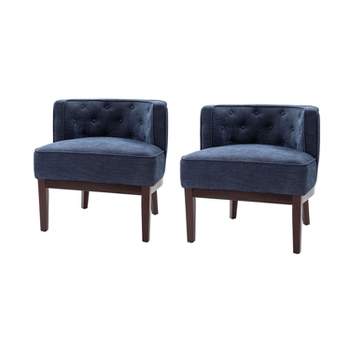 Set of 2 Renaud Upholstered Barrel Chair with solid wood legs | ARTFUL LIVING DESIGN