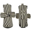 BLISSFUL STEP Bow Stripe Pointed Toe Chunky Heels Ankle Boots for Women - 2 of 4