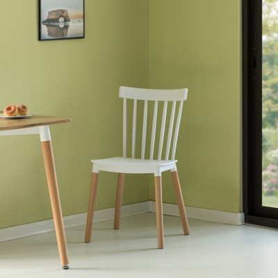 Windsor White Slat Wood Side Chair - Classic Mid-Century