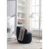 Dark Blue Teddy Fabric Swivel Armchair Bucket Chair with Black Powder Coating - 2 of 4