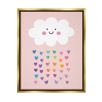 Stupell Industries Raining Rainbow Hearts with Happy Cloud