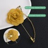 Unique Bargains Wedding Camellia Flower Lapel Pin with Leaf Brooch for Men Suit 3.5 x 1.6 Inch 1 Pc - 2 of 4