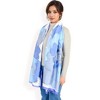 Anna-Kaci Women's Elegant Floral Satin Scarf with Vibrant Blue and Lavender Tones for Chic and Versatile Styling - 3 of 4