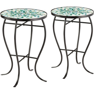 Teal Island Designs Modern Black Round Outdoor Accent Side Tables 14 ...