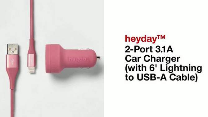 USB Car Charger with 6' USB-C to USB-C Braided Cable - heyday™, 6 of 7, play video