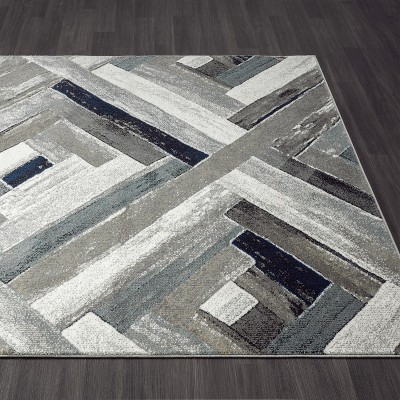 Elegant Gray Geometric 2x3 Synthetic Area Rug