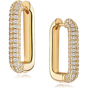 Cubic Zirconia Huggie Earrings 14k Gold Plated Tiny Earrings Small Huggie Hoop Earrings Simple Lightweight Hoops Gift for Women - 1 of 4