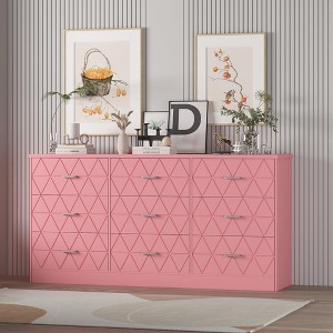 9 Drawer Dresser for Bedroom with Power Outlet, 63'' Wooden Large Dresser with Wide Drawers - 1 of 4