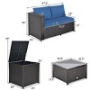 Tangkula Outdoor Rattan Sectional Loveseat Couch Conversation Sofa Set with Storage Box &Coffee Table Red/Navy/Turquoise - 2 of 4