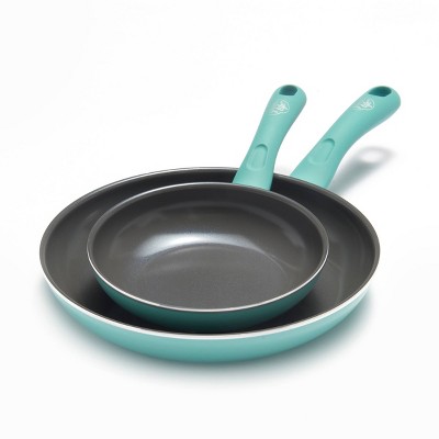 GreenLife 2pc 7" & 10" Diamond Open Frypan Set Turquoise