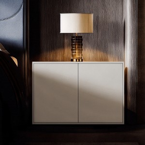 Luck Live 31.49in 2-door storage cabinet, modern standalone cabinet, suitable for living room, office, living room, ivory white - 1 of 4
