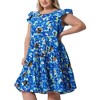 GRACE & GRANDEUR Women's Plus Size Flutter Sleeves Round Neck Floral Boho Mini A Line Babydoll Dress - image 2 of 4