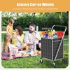 NAYSAYE Foldable Shopping Dolly Heavy Duty Utility Cart with Double Basket and Swivel Wheels for Groceries and Laundry, Gray, 24.6"*21.25"*40.15" - 2 of 4