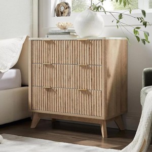 32" Tall Fluted Nightstand, Modern Side Table, 3 Drawers End Table w/Storage, Bedside Table for Bedroom, Living Room - 1 of 4