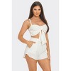 Slickblue Women's Front Oversized Bow Crop Top & Shorts Set, Twisted Tie Back, Elastic Waist, Black/White/Lime, Size S-L - 3 of 4