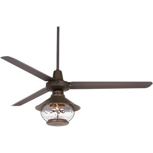 60" Casa Vieja Turbina DC Modern Indoor Outdoor Ceiling Fan with LED Light Remote Control Oil Rubbed Bronze Clear Glass Damp Rated for Patio Exterior - 1 of 4