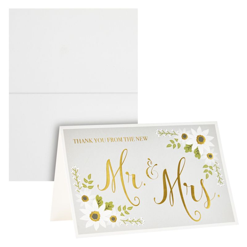 Sustainable Greetings 48-Pack Gold Foil Thank You From The New Mr and Mrs Cards with Envelopes, Bulk Decorative Striped Cards for Wedding, 4 x 6 in, 5 of 9