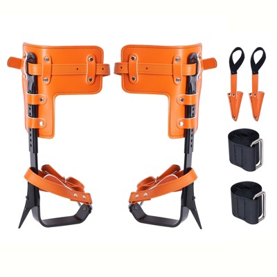 VEVOR Tree Climbing Spikes, 1 Pair Alloy Steel Climbing Spurs, 350lbs Load Capacity Tree Climbing Gear with Straps and Spike Protectors,Orange