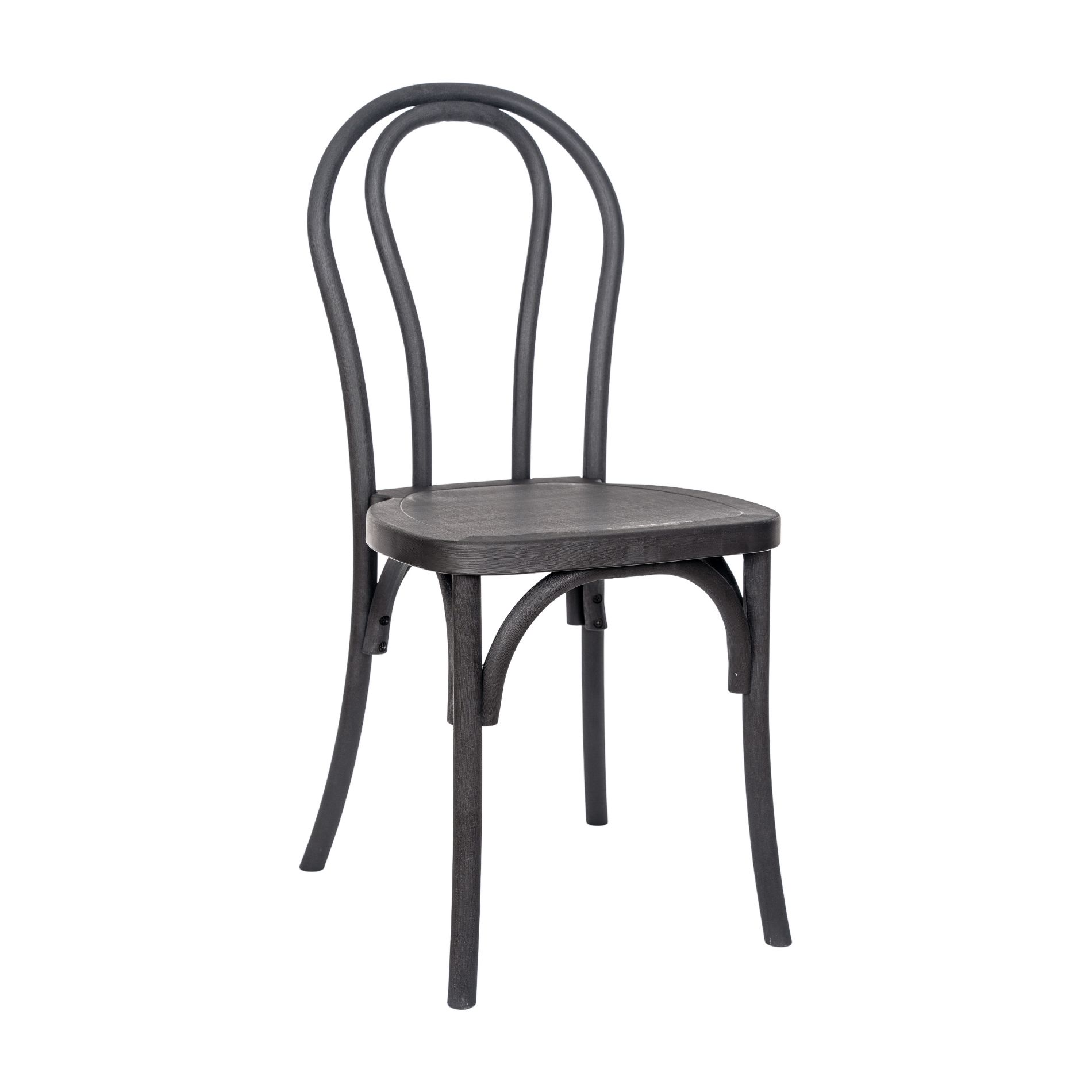 Flash Furniture HERCULES Commercial Black Indoor/Outdoor Wood Look Resin Thonet Style Chair