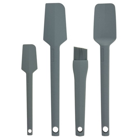 Taste of Home 4pc Silicone Tools Ash Gray: Kitchen Utensil Set with Mini Spatula, Spoonula, Basting Brush, Dishwasher-Safe