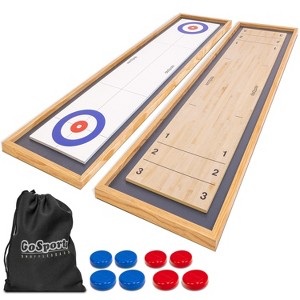GoSports 6 ft Tabletop Shuffleboard and Curling 2 in 1 Game with 8 Pucks and Tote Bag - Red and Blue - 1 of 4