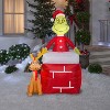 Grinch Christmas Airblown Inflatable Out of Chimney w/Max Scene Grinch, 5.5 ft Tall - 2 of 2