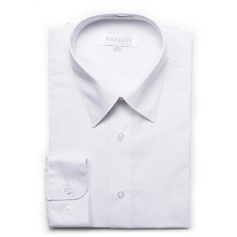 Marquis Men's White Long Sleeve With Slim Fit Dress Shirt 17.5