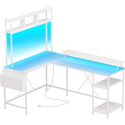 L Shaped Gaming Desk, Reversible Corner Desk with Power Outlets