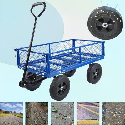 SKRAN Solid Wheels Large-Capacity mesh Steel Garden Trolley with Detachable Side Without Inflatable Tires,The Load can Reach 1100 pounds