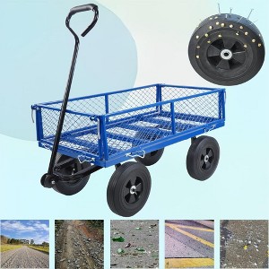 SKRAN Solid Wheels Large-Capacity mesh Steel Garden Trolley with Detachable Side Without Inflatable Tires,The Load can Reach 1100 pounds - 1 of 4