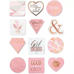 Paper Junkie 12-Piece Rose Gold Foil Page Clips Magnetic Bookmarks Page Clips with Inspirational Quotes