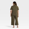 Women's Cloud Knit Short Sleeve Notch Collar Top and Cropped Pants Pajama Set - Auden™ - 2 of 3