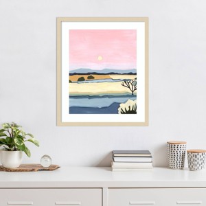 Amanti Art Pink Sunset Over Villacuri by Andrea Mejia Wood Framed Wall Art Print - 1 of 4