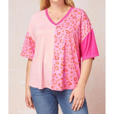 Women's Color Block Leopard Top - entro