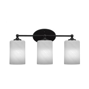 Toltec Lighting Capri 3 - Light Vanity in  Matte Black with 4" White Marble Shade - 1 of 1