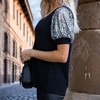 Amaryllis Women's Short-Sleeve V-Neck Top Sequin Puff Sleeves Elegant Stylish - 2 of 4
