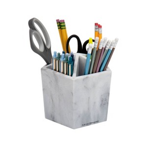 Mind Reader Pen & Accessory Holder, Desktop Organizer, Storage, Modern, Office, Resin, 5.75"L x 5.75"W x 5.75"H, White - 1 of 4