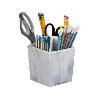 Mind Reader Marbella Collection Plastic 5-Section Pen & Accessory Desk Organization Set White