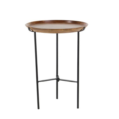 Industrial Iron and Mango Wood Accent Table Brown - Olivia & May