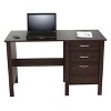 Inval Writing Desk with 3 Drawers Espresso: Mid-Century Modern, Laminate Surface, MDF Frame, Open Shelf - 4 of 4
