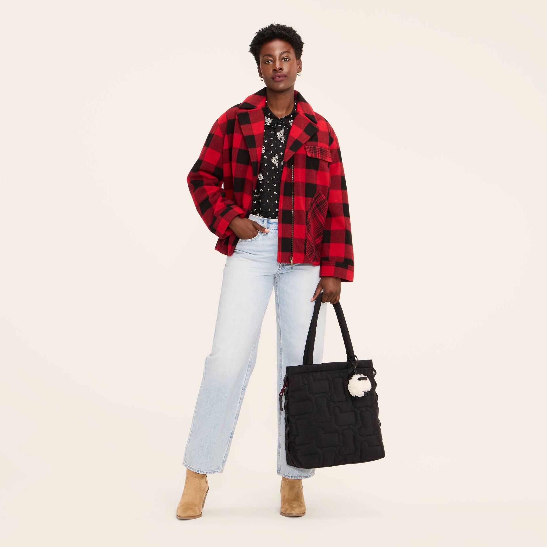 Women's Buffalo Check Melton Jacket - Woolrich x Target Red/Black
