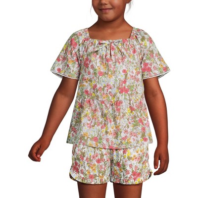 Lands' End Kids Flutter Sleeve Tiered Peasant Top